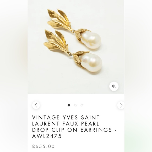 BOLD GOLD FLOWER AND PEARL DROP CLIP ON EARRINGS - Picture 9 of 13